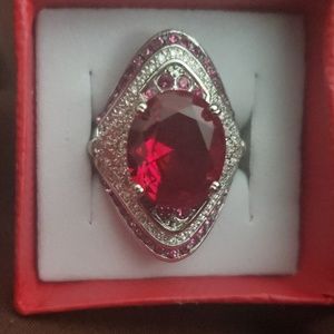 925 silver oval ruby ring